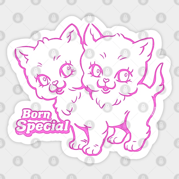 Two Headed Kitty - Born Special Sticker by Marianne Martin